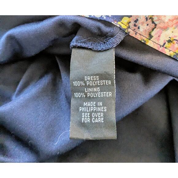 New A Byer Shift Dress Sz Large Midi Sleeveless Flowy Floral Boho Chevron Stripe - Picture 11 of 12